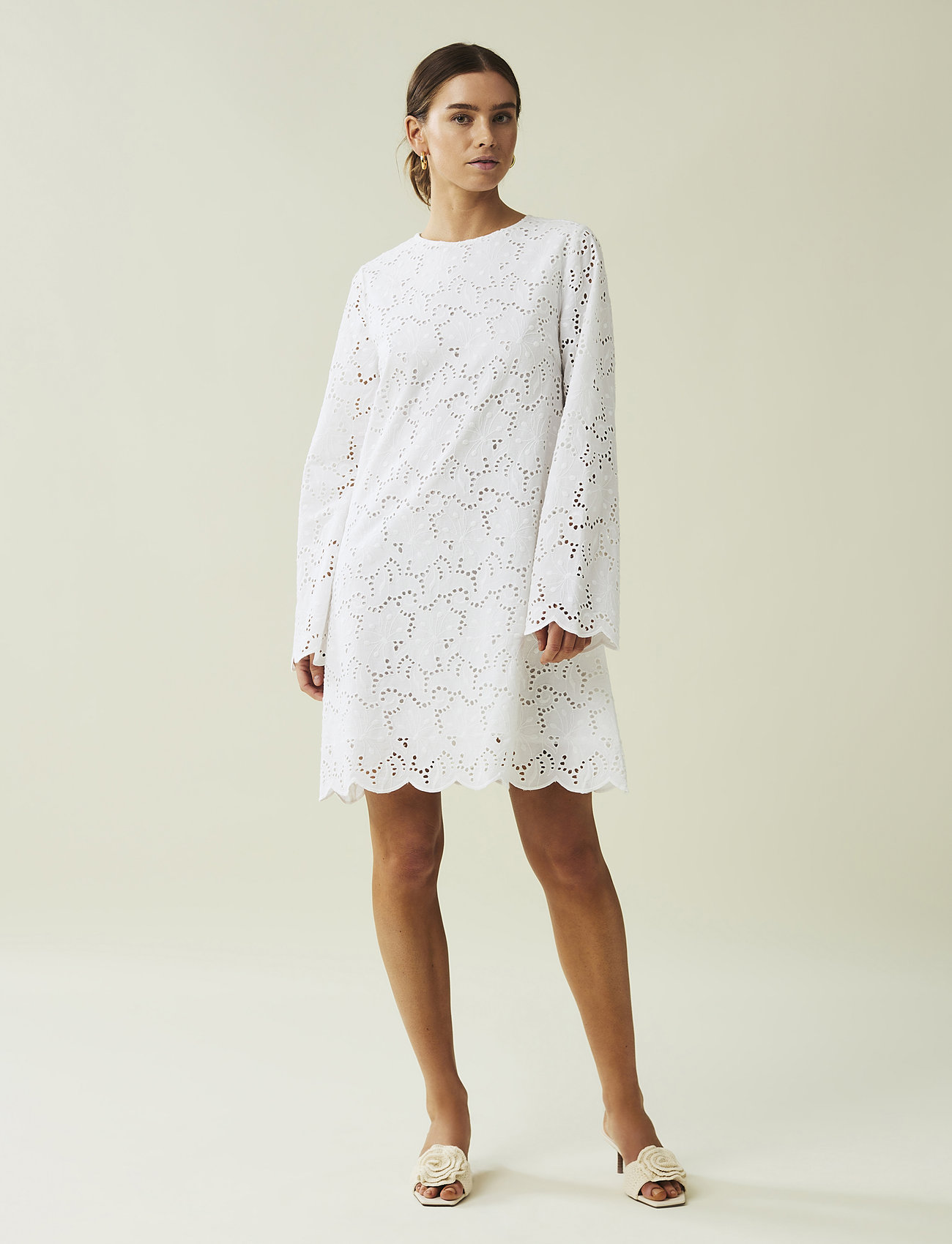 Lexington Clothing - Kate Broderie Anglaise Dress - korta klänningar - white - 1