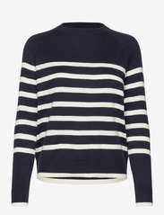 Freya Cotton/Cashmere Sweater - DK BLUE/WHITE STRIPE
