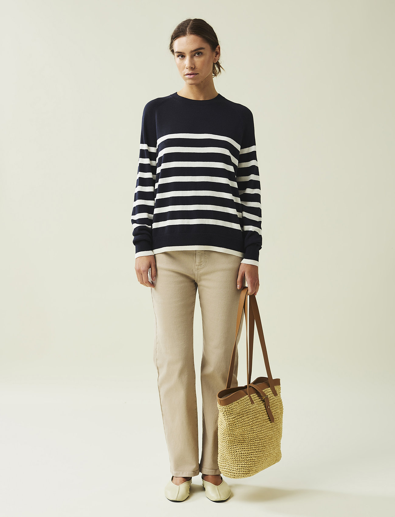 Lexington Clothing - Freya Cotton/Cashmere Sweater - tröjor - dk blue/white stripe - 1