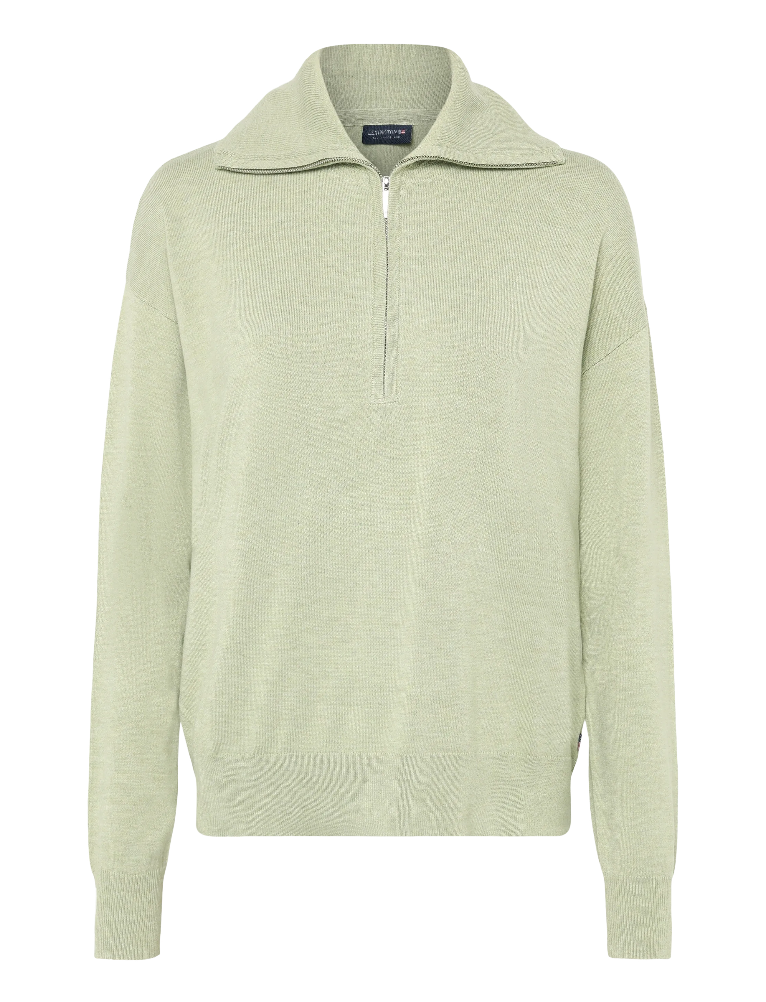 Lexington Clothing Reagan Knitted Half Zip Sweater - Pullover - LIGHT GREEN MELANGE / green