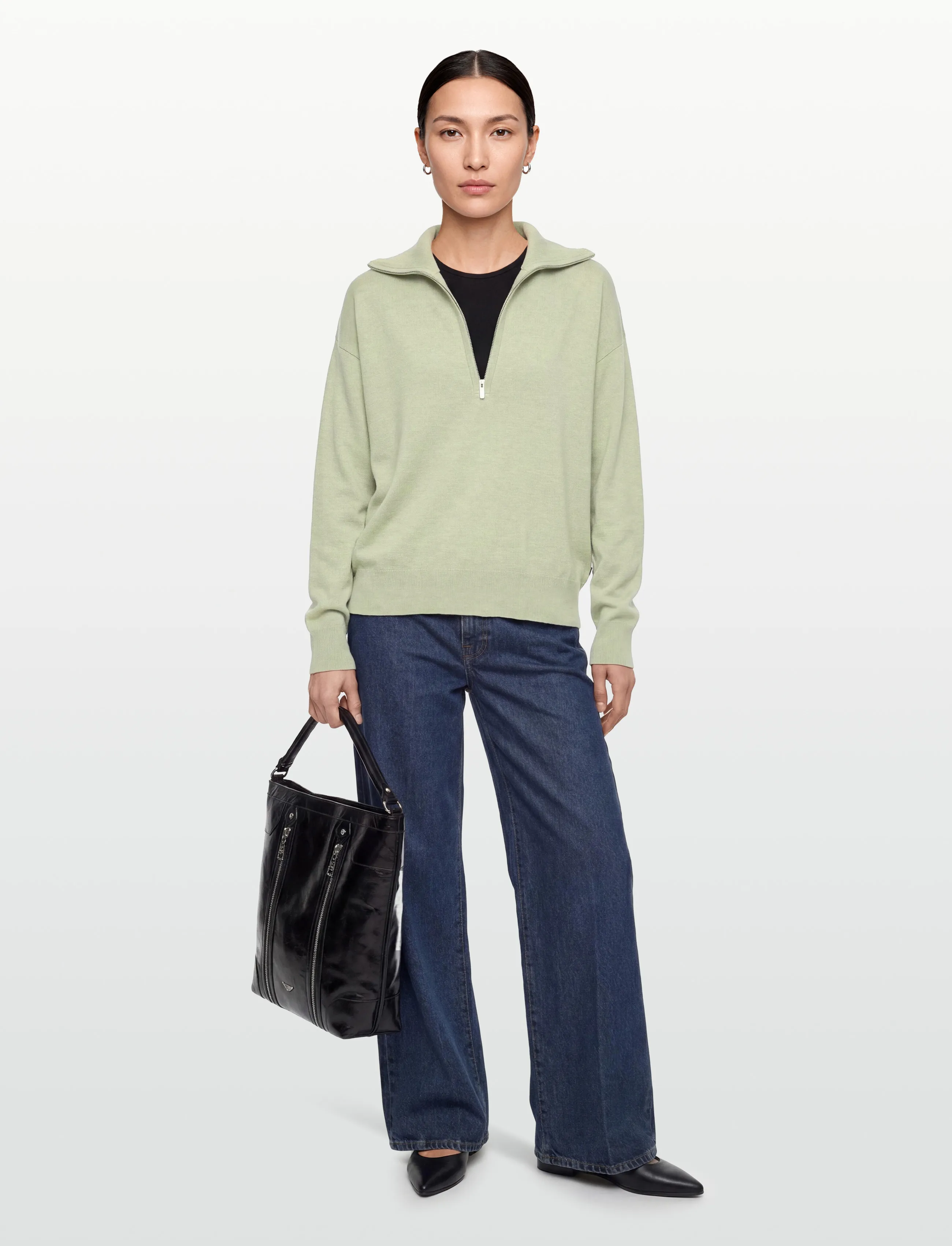 Lexington Clothing - Reagan Knitted Half Zip Sweater - džemprid - light green melange - 0