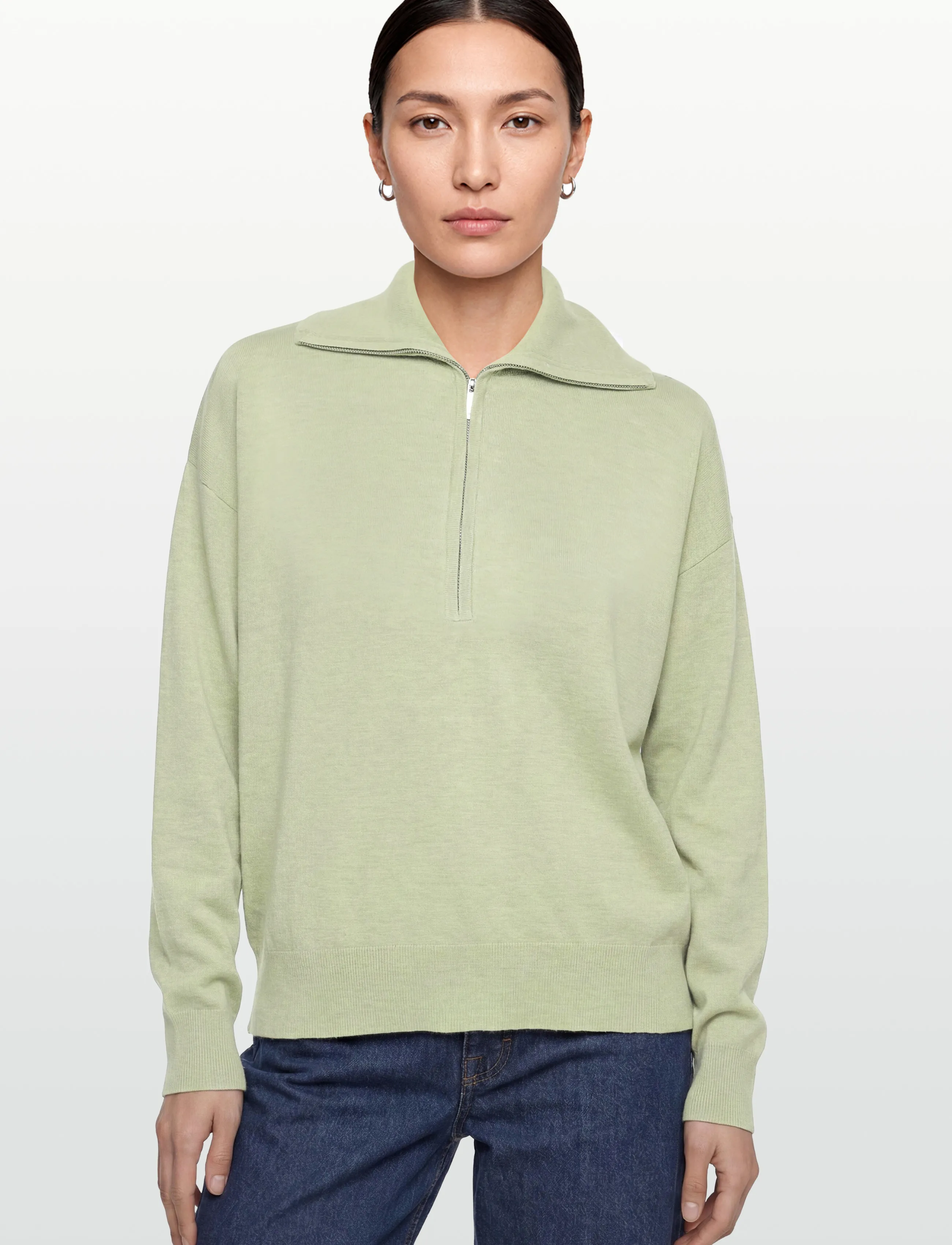 Lexington Clothing - Reagan Knitted Half Zip Sweater - džemprid - light green melange - 3