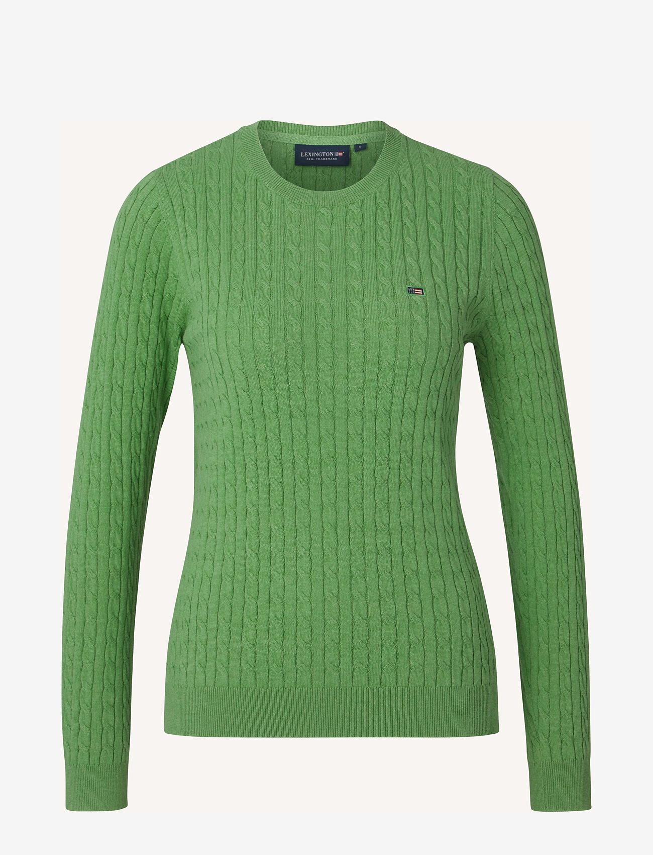 Lexington Clothing - Marline Organic Cotton Cable Knitted Sweater - strikkegensere - green - 0