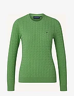 Marline Organic Cotton Cable Knitted Sweater - GREEN