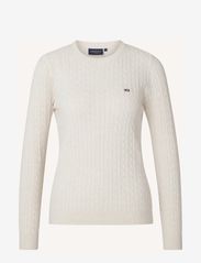 Lexington Clothing - Marline Organic Cotton Cable Knitted Sweater - strikkegensere - white - 0