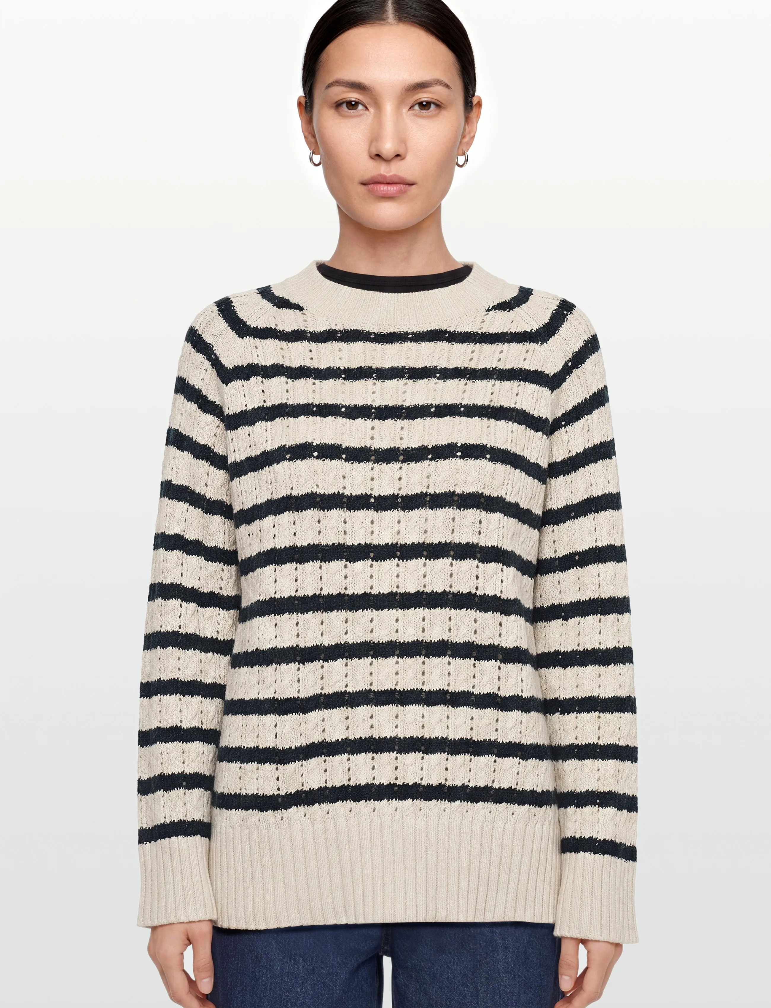 Lexington Clothing - Athena Cable Knit Sweater - trøjer - blue/white stripe - 3