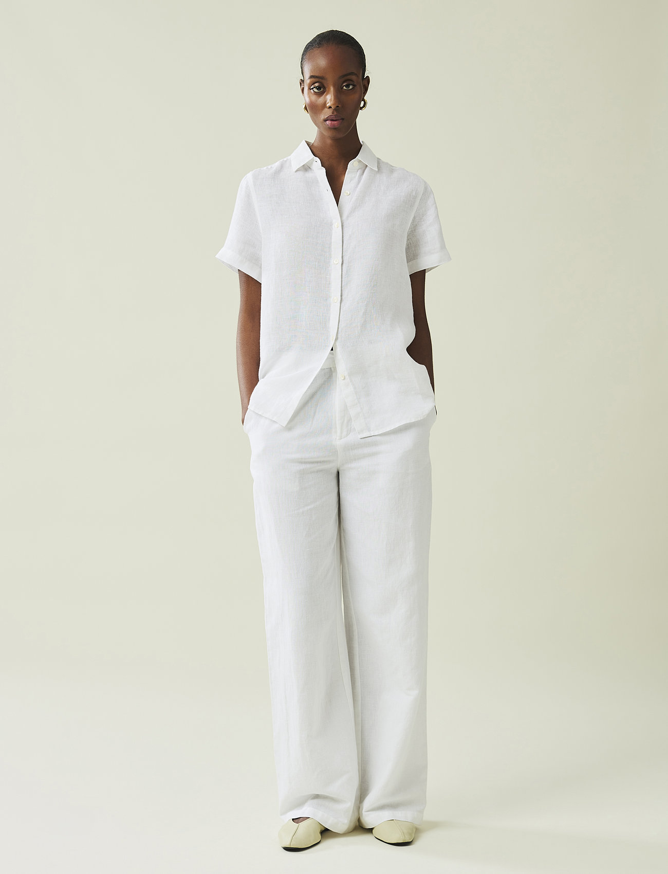 Lexington Clothing - Cleo Linen/Cotton Blend Pants - lininės kelnės - white - 1
