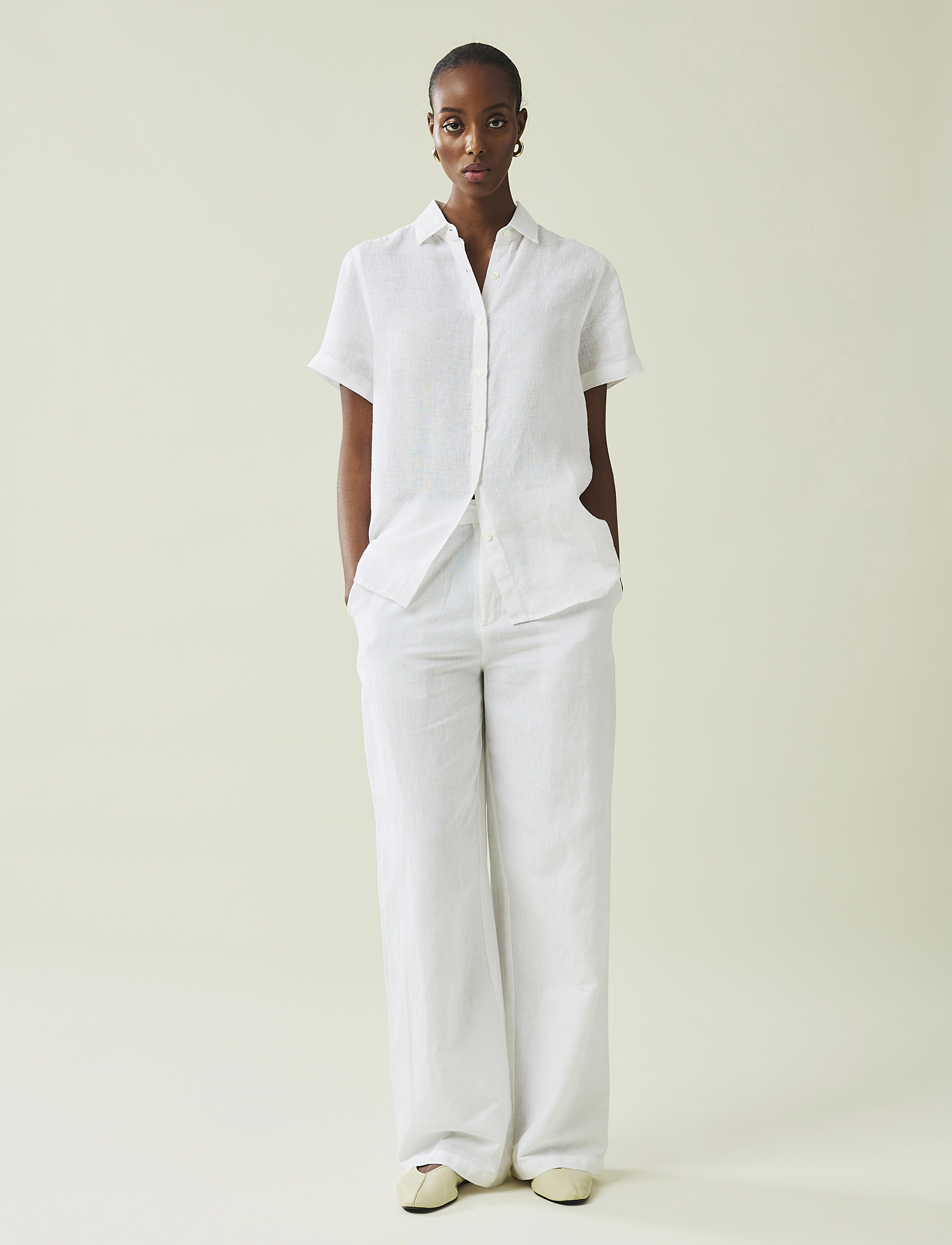 Lexington Clothing Cleo Linen/Cotton Blend Pants - Püksid - WHITE / white