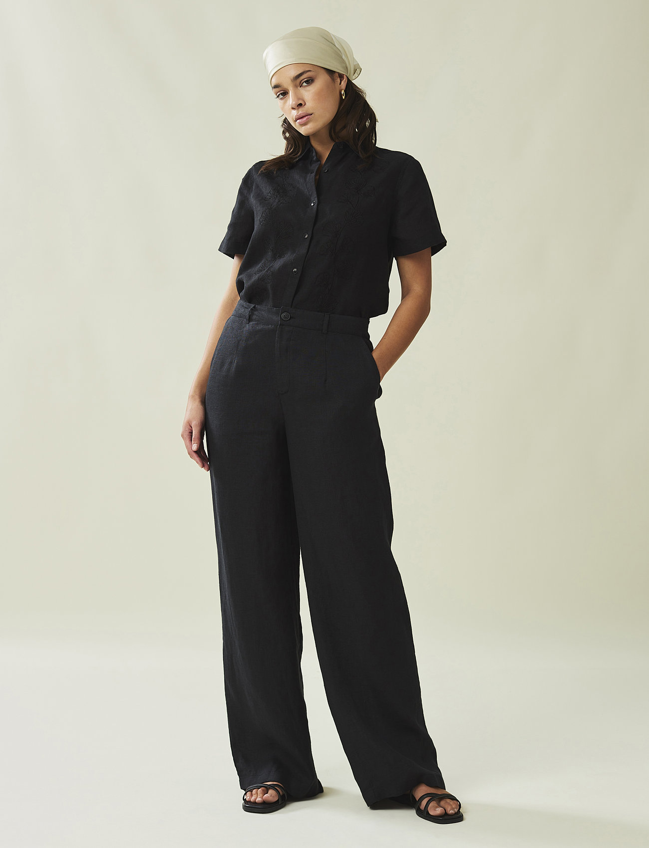 Lexington Clothing - Cleo Linen Pants - linbukser - black - 1
