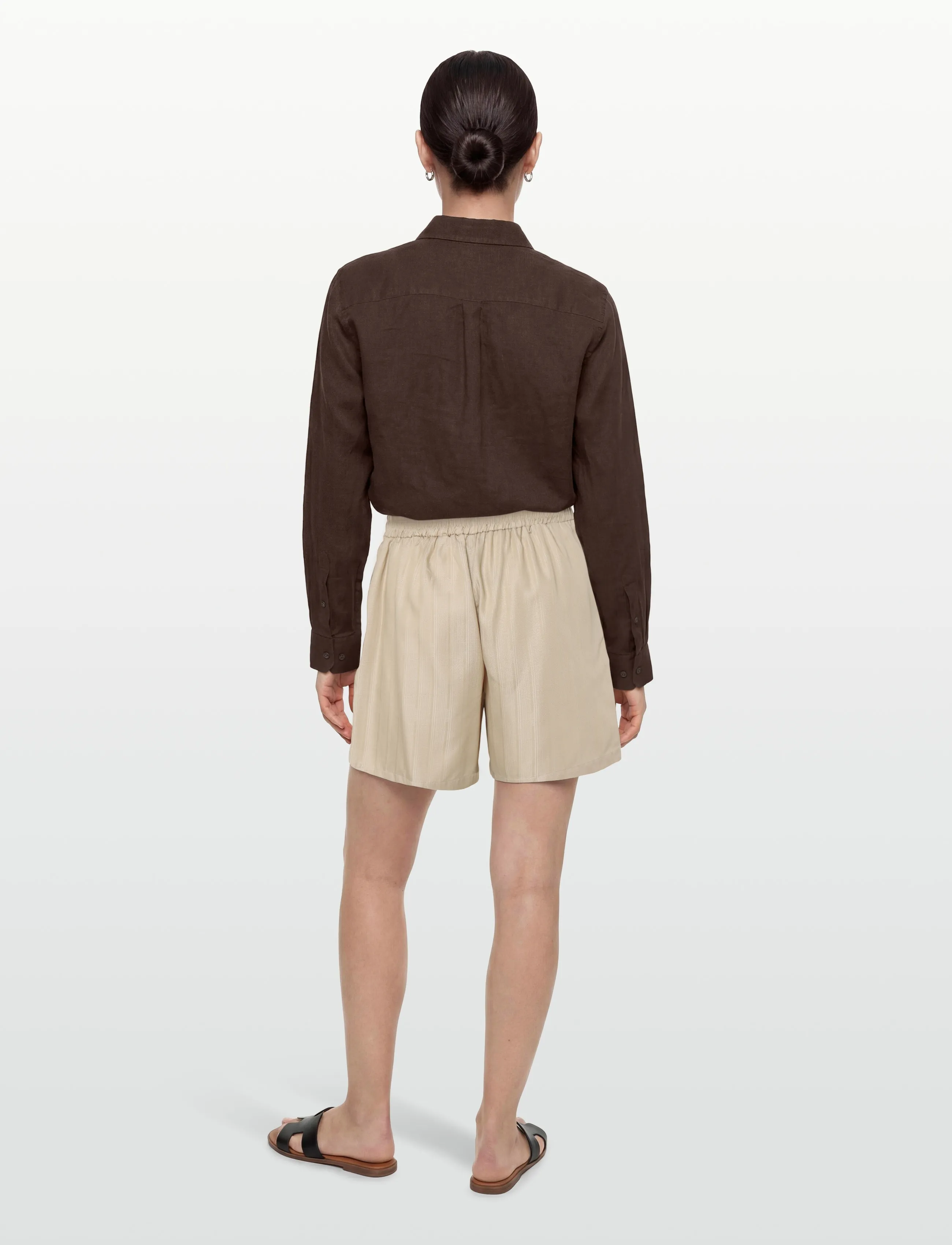 Lexington Clothing - Ruby Jacquard Stripe Lyocell Shorts - casual shorts - beige/white stripe - 4