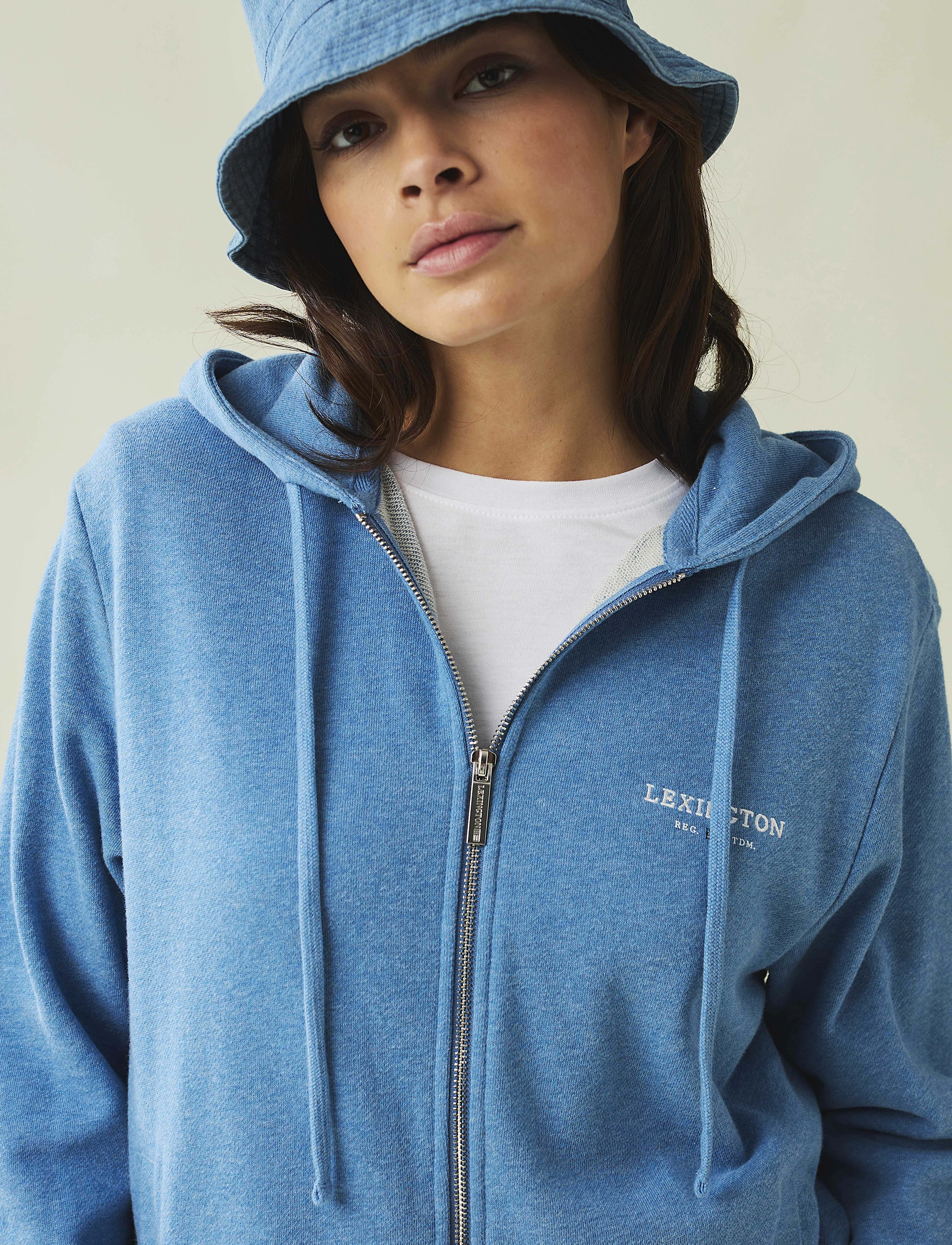Lexington Clothing - Chloe Zip Hood - blue melange - 3