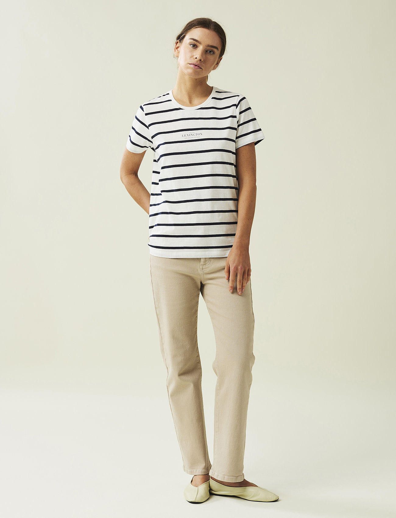 Lexington Clothing - Vanessa Organic Cotton Tee - t-paidat - white/blue stripe - 1
