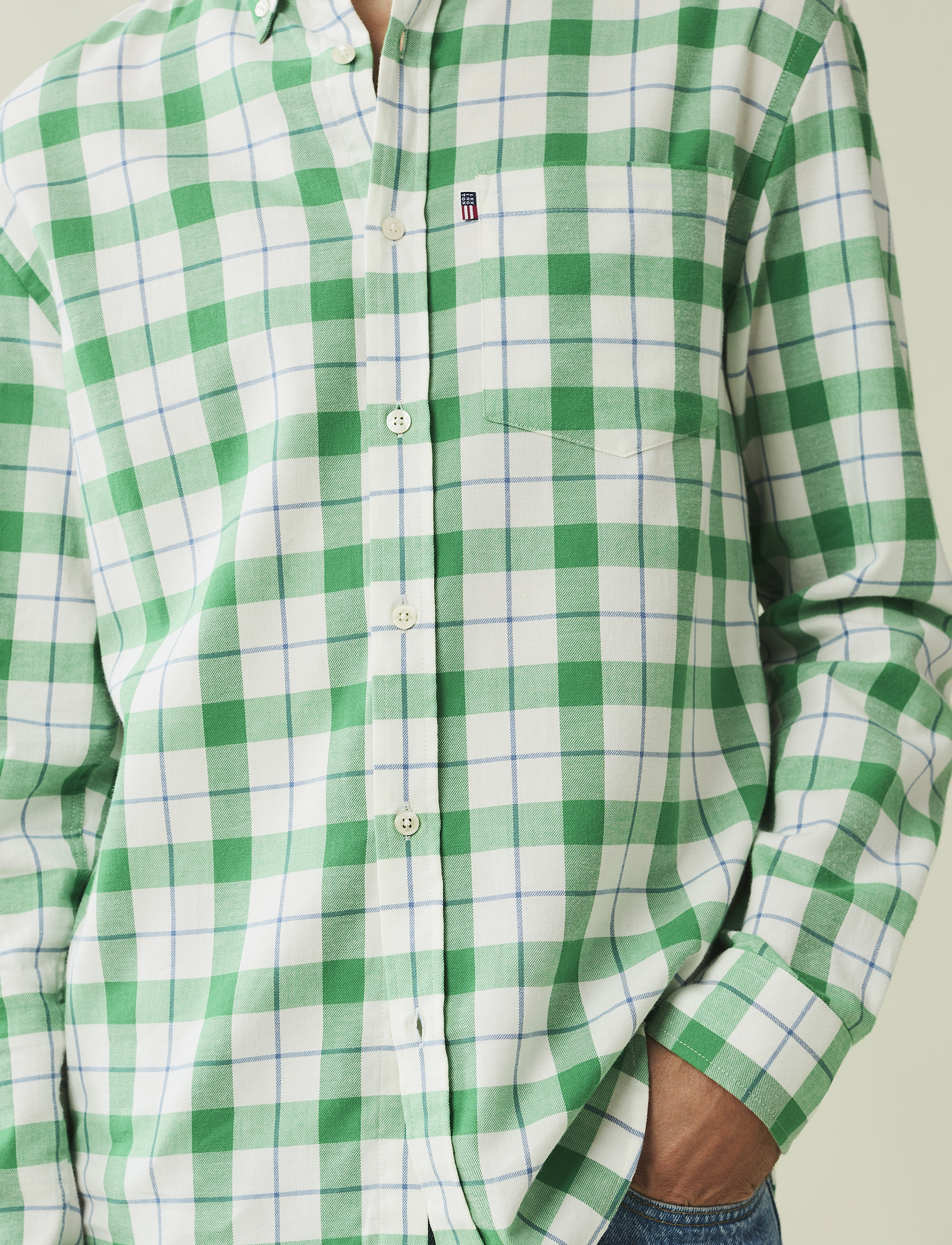 Lexington Clothing - Casual Flannel Check B.D Shirt - ternede skjorter - green/white check - 4
