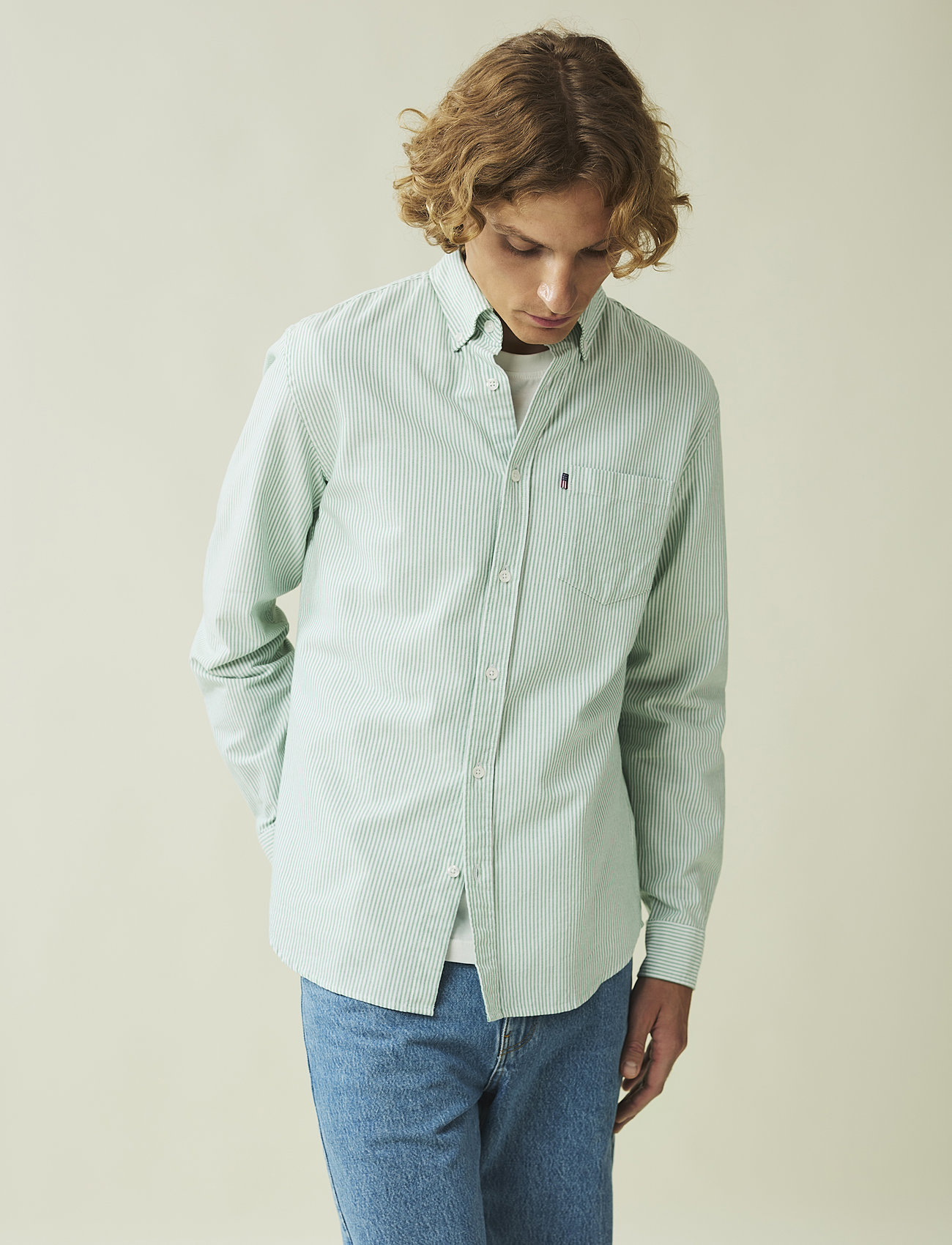 Lexington Clothing - Casual Striped Oxford B.D Shirt - oxford-skjorter - green/white stripe - 1