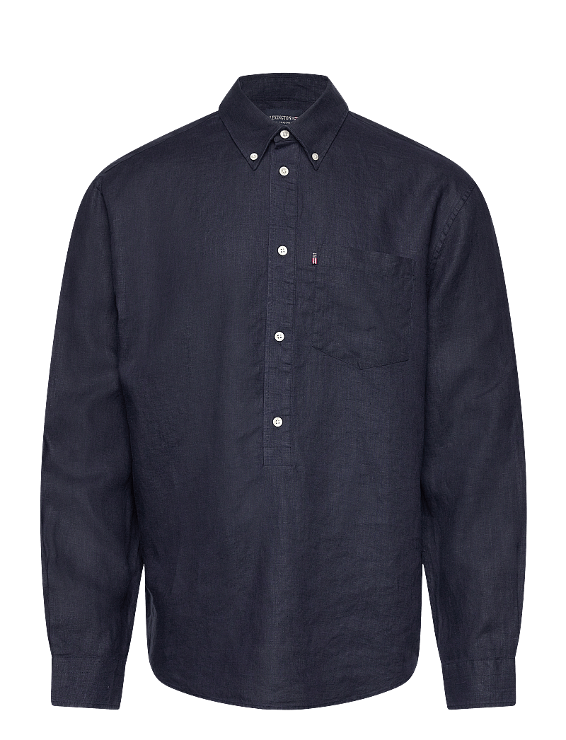 Lexington Clothing - Paul Linen Pull Over Shirt - linased särgid - dark blue - 0