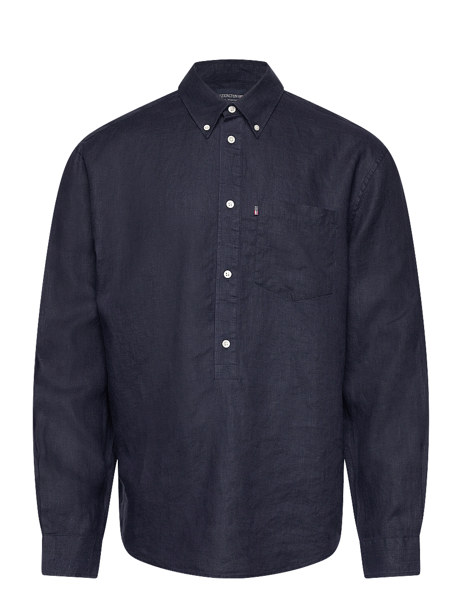 Lexington Clothing - Paul Linen Pull Over Shirt - dark blue - 0