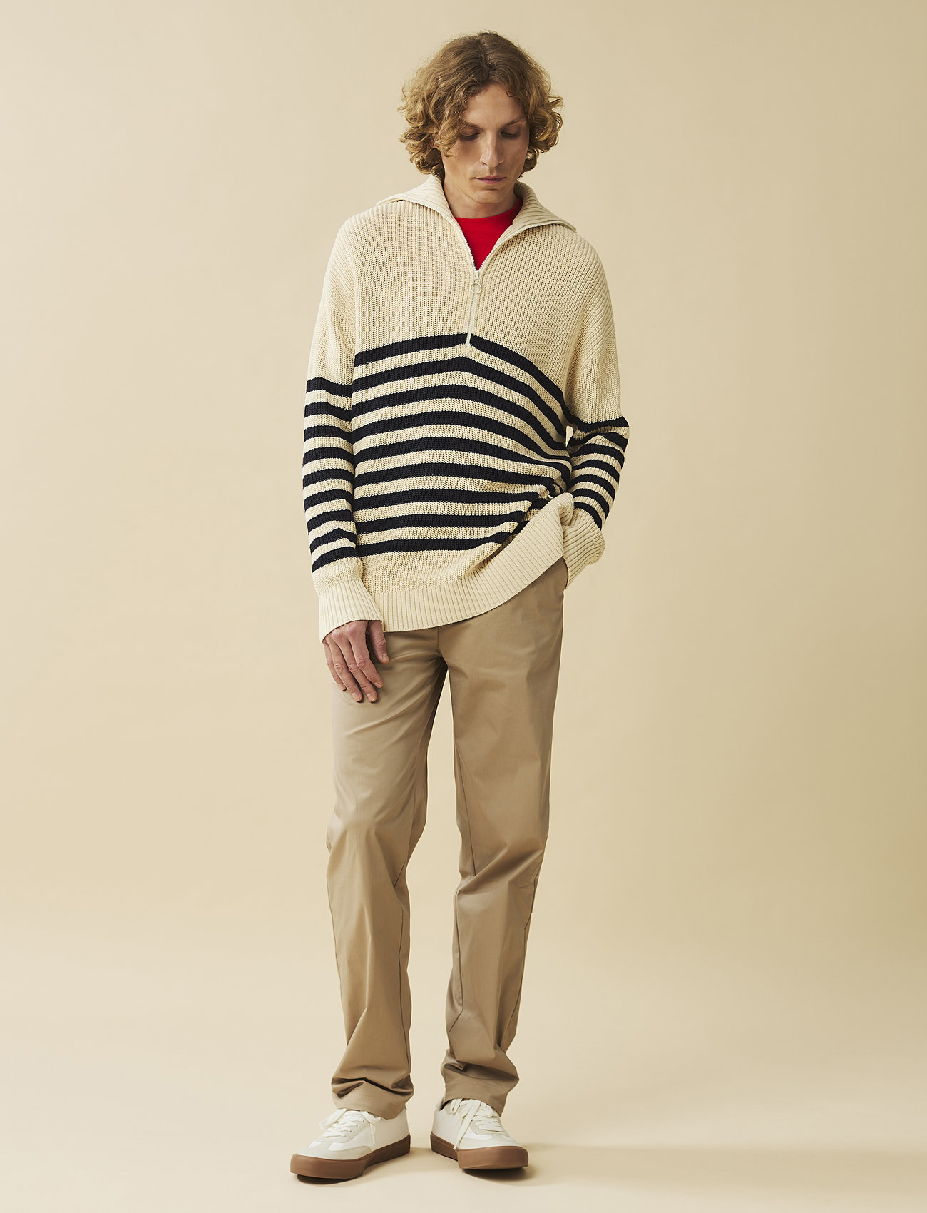 Lexington Clothing - Tom Dry Cotton Half-Zip Sweater - mænd - dk blue/white stripe - 1