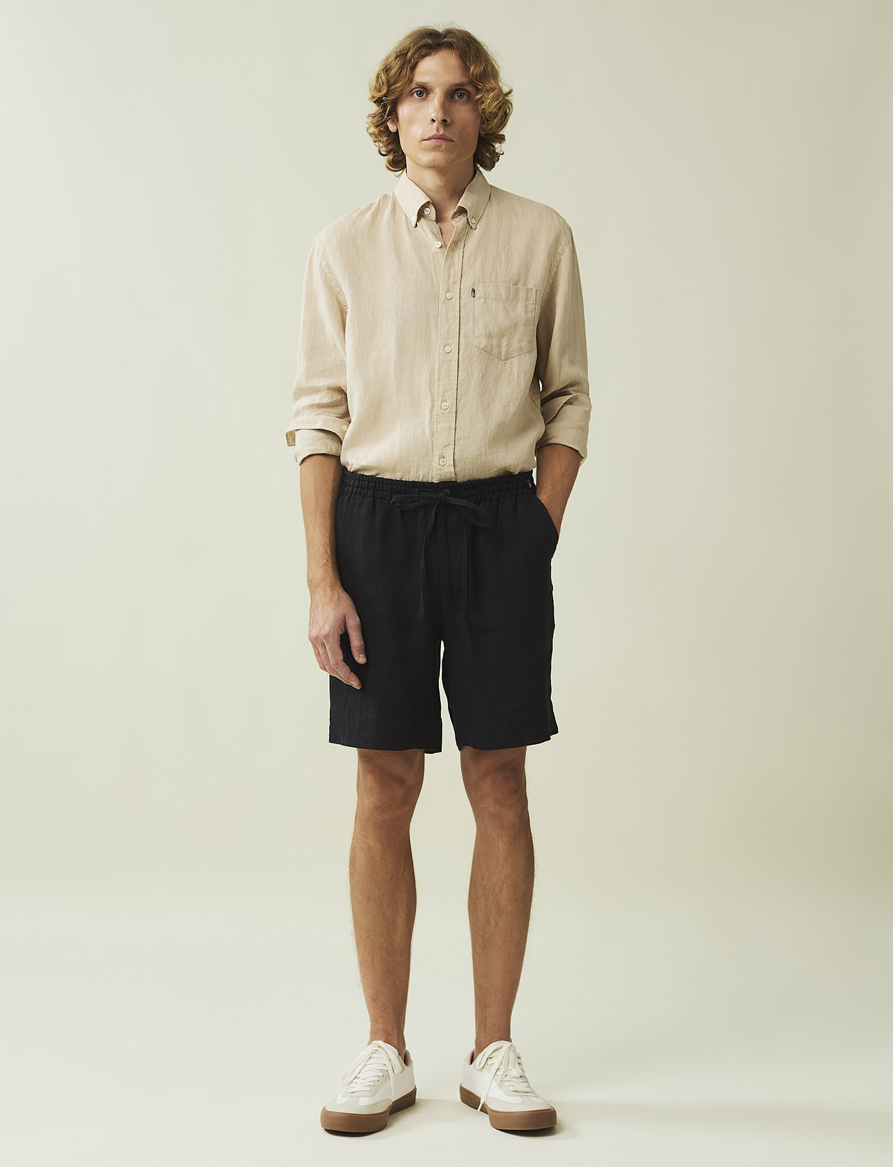 Lexington Clothing - Casual Linen Shorts - hørshorts - black - 1