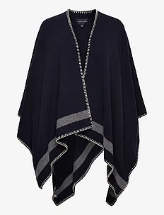 Palma Blanket Stitched Recycled Wool Blend Poncho, Lexington Clothing