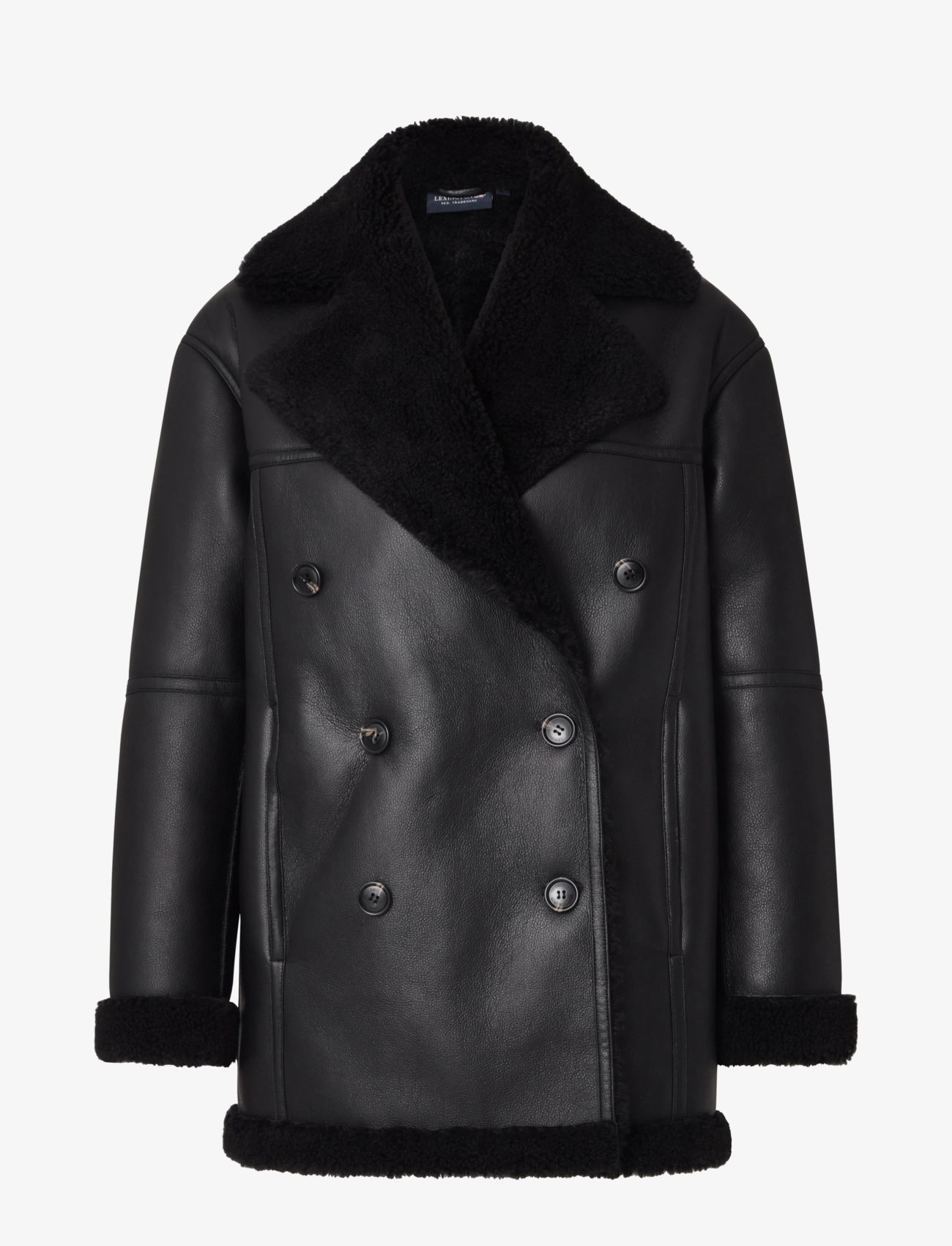 LEXINGTON CLOTHING Daniella Faux Shearling Mantel Schwarz - L - Damen