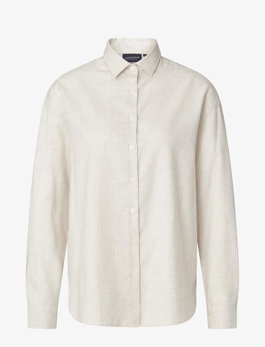Lexington Clothing - Edith Cotton Flannel Shirt - offwhite melange - 1