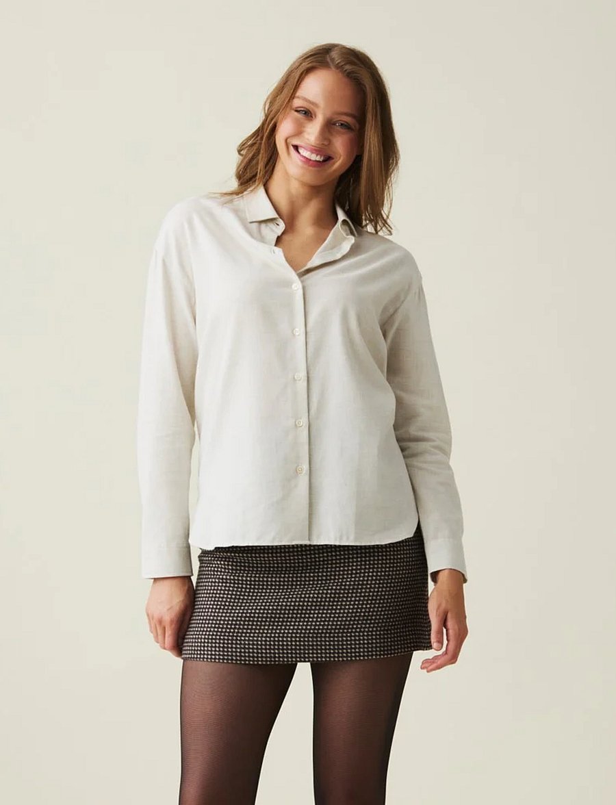 Lexington Clothing - Edith Cotton Flannel Shirt - offwhite melange - 0