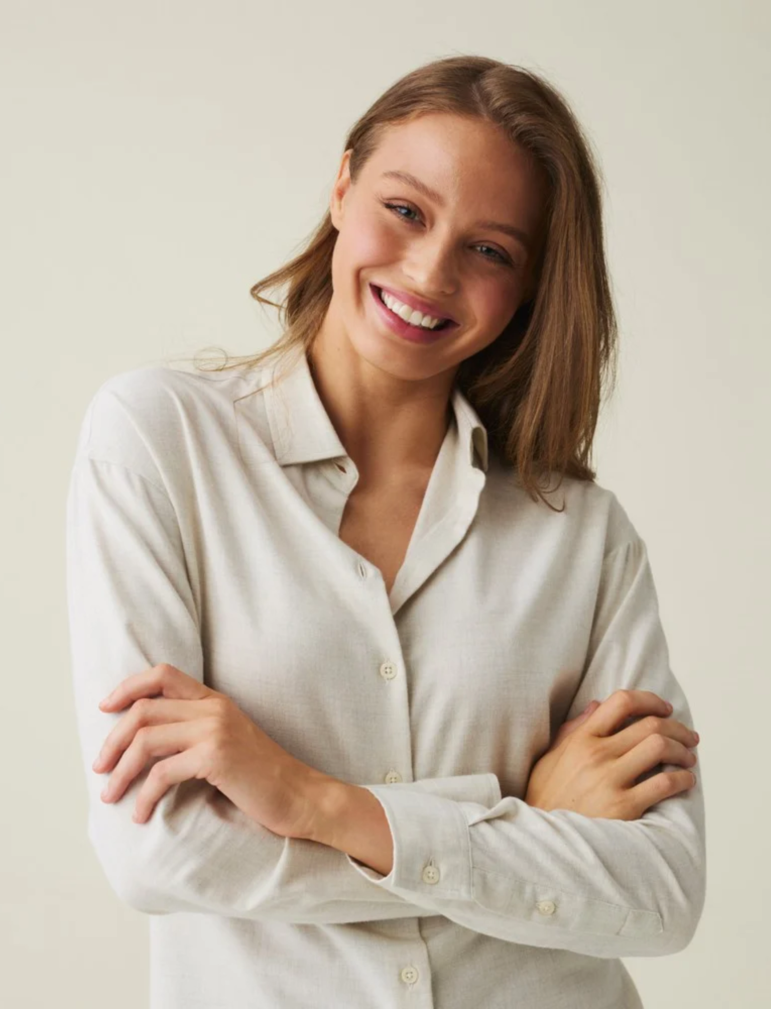Lexington Clothing - Edith Cotton Flannel Shirt - offwhite melange - 3