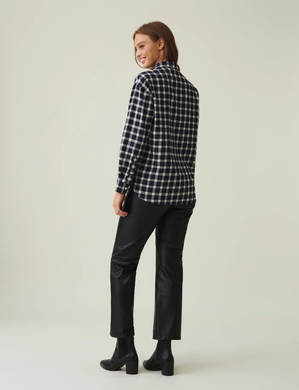 Lexington Clothing - Edith Organic Cotton Flannel Check Shirt - långärmade skjortor - dark blue multi check - 2