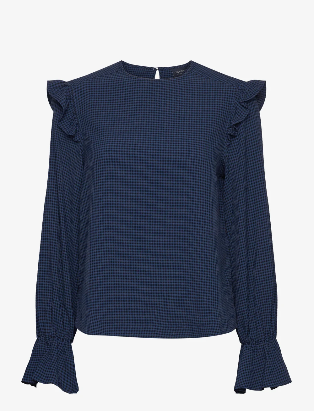 Lexington Clothing - Carmen Check Blouse - långärmade blusar - blue/black check - 0