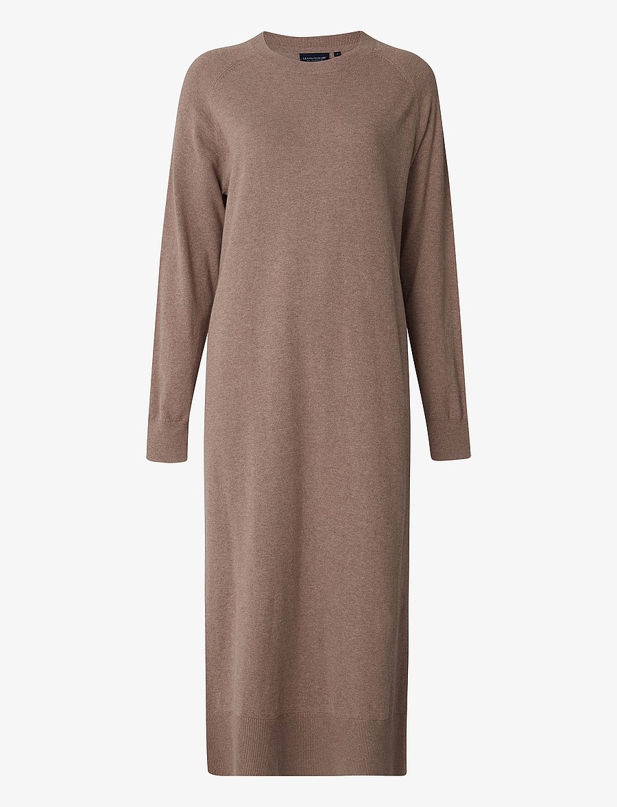 Lexington Clothing - Ivana Cotton/Cashmere Blend Knitted Dress - strickkleider - brown melange - 1