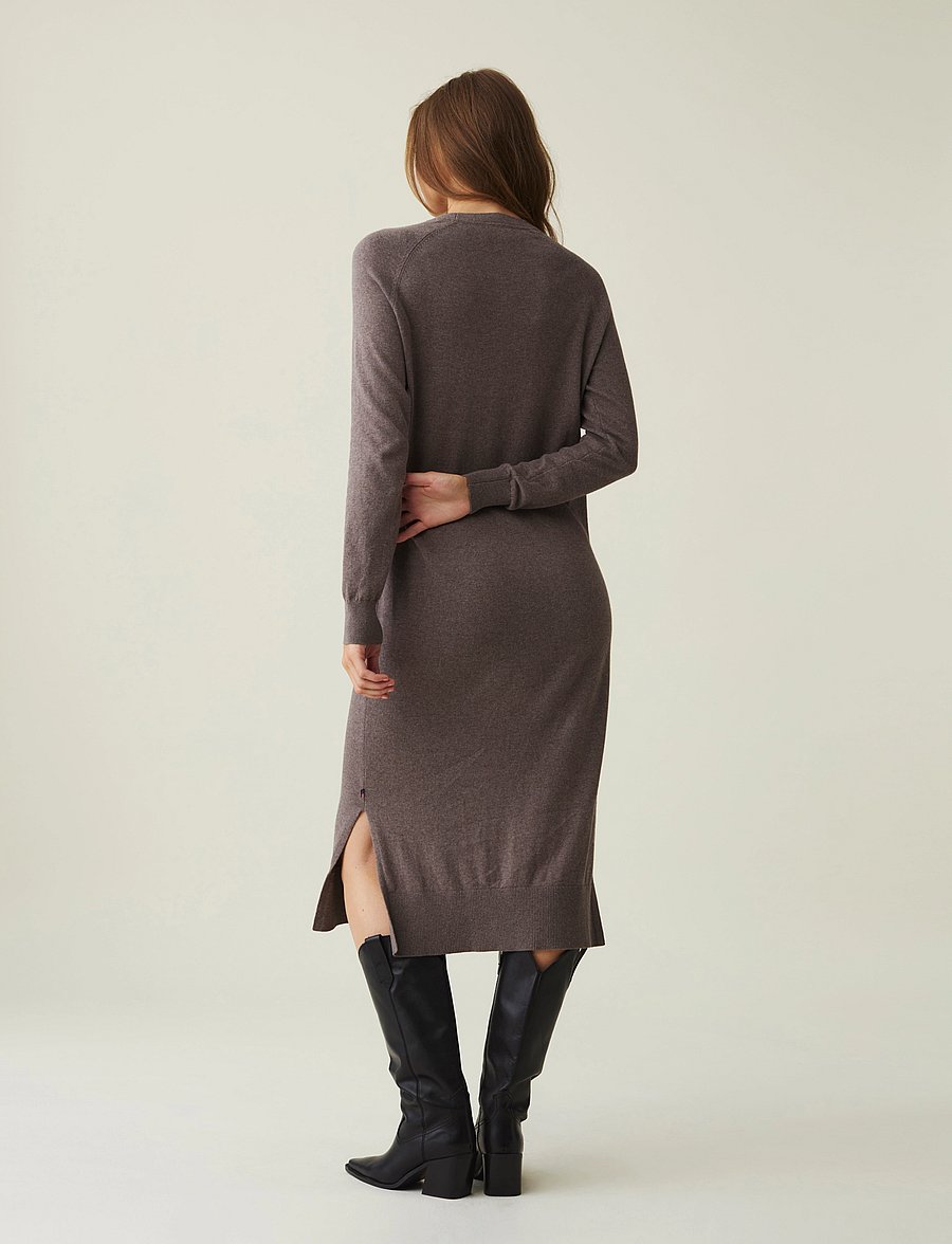 Lexington Clothing - Ivana Cotton/Cashmere Blend Knitted Dress - strickkleider - brown melange - 2
