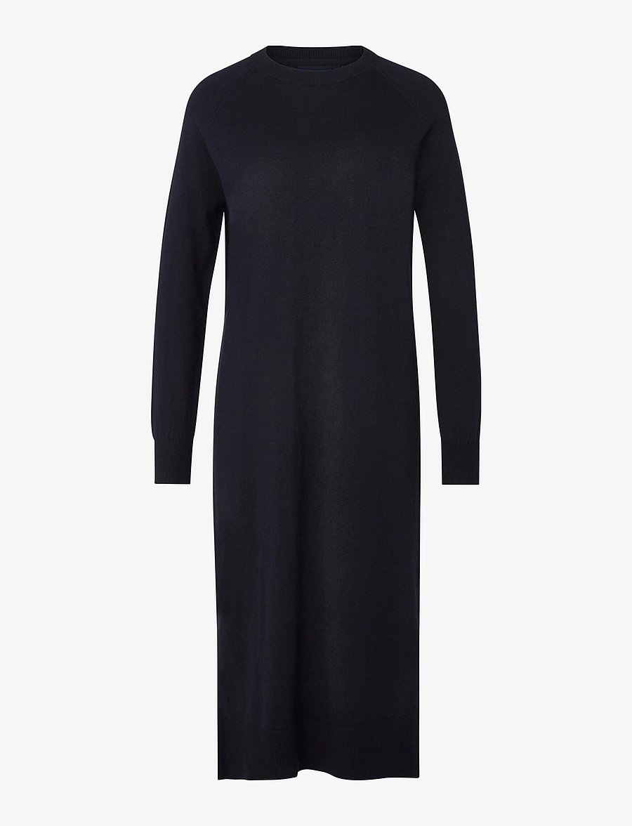 Lexington Clothing - Ivana Cotton/Cashmere Blend Knitted Dress - knitted dresses - dark blue - 1
