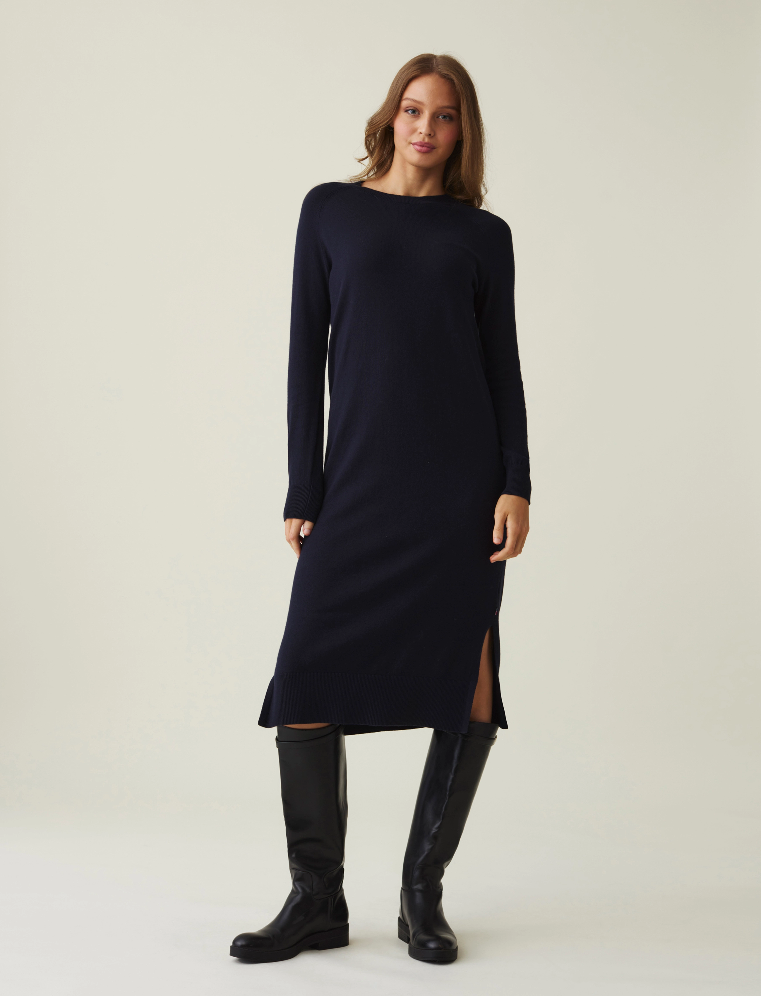 Lexington Clothing Ivana Cotton/Cashmere Blend Knitted Dress - Tøj - DARK BLUE / navy