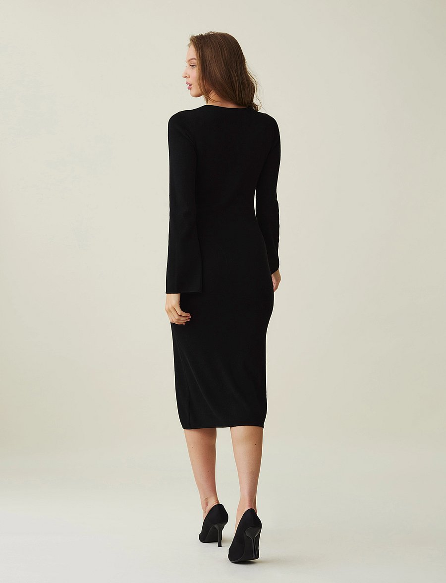 Lexington Clothing - Ivana Cotton/Cashmere Blend Knitted Dress - knitted dresses - dark blue - 2
