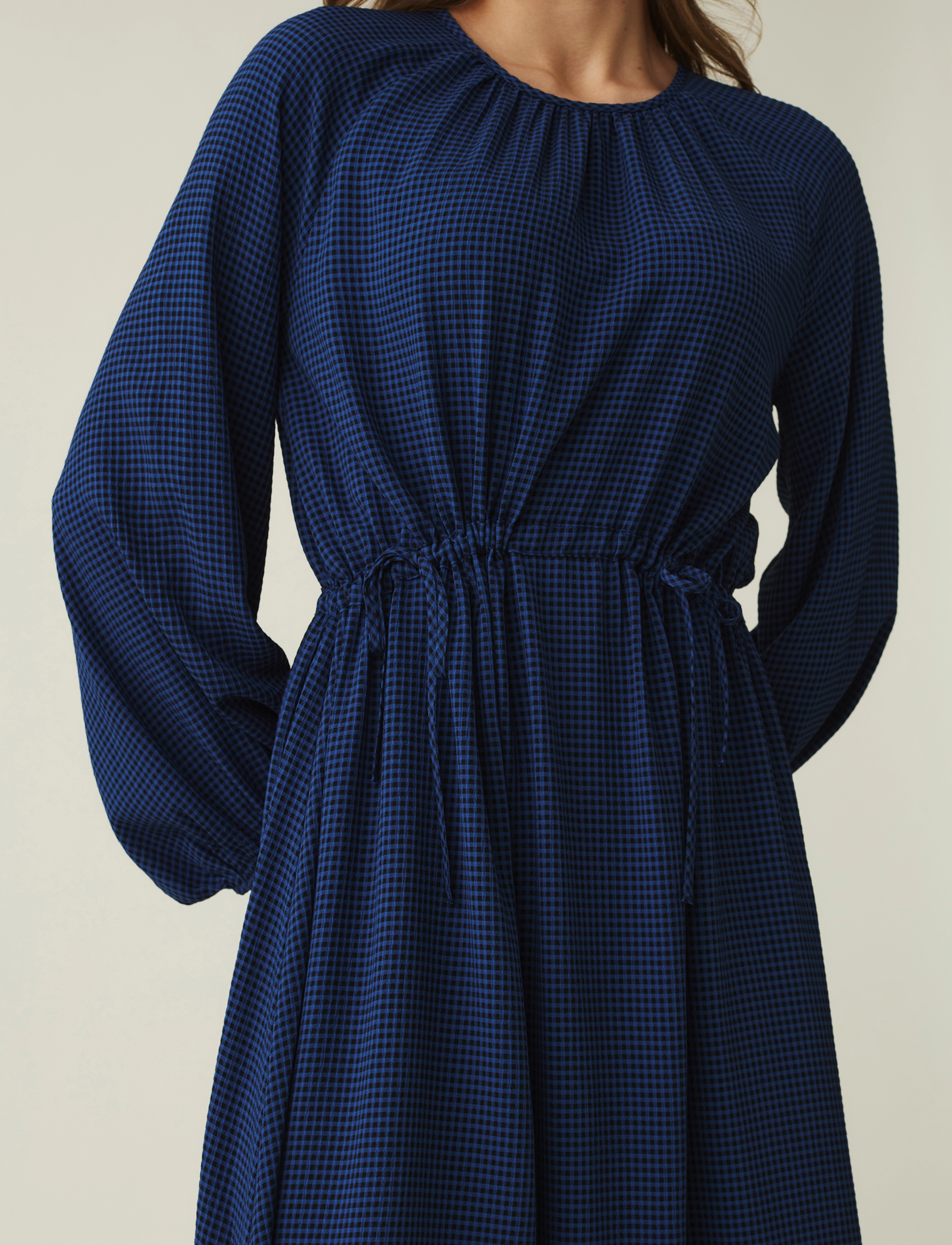 Lexington Clothing - Theodora Maxi Dress - blue/black check - 3