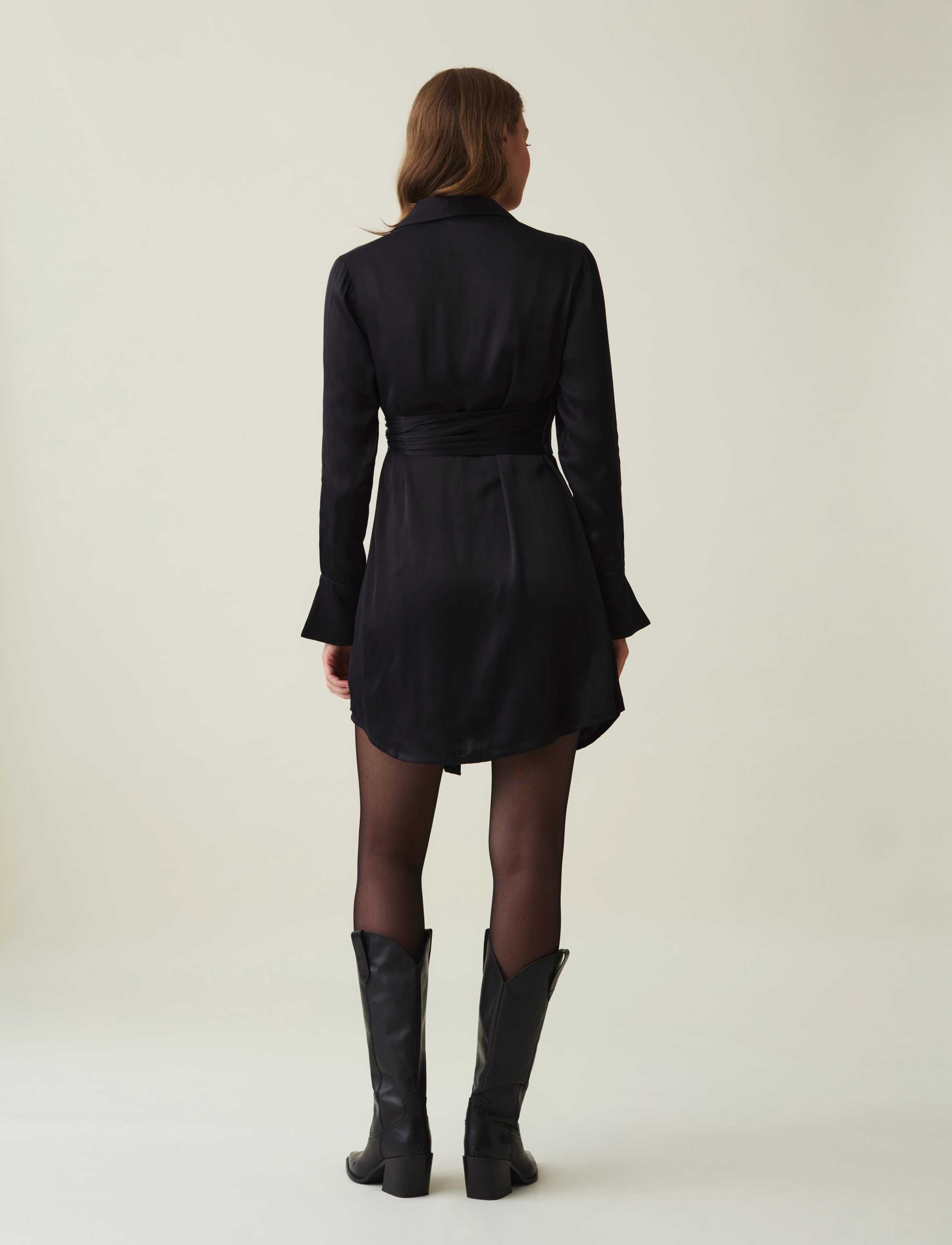 Lexington Clothing - Gemma Satin Dress - sukienki kopertowe - black - 2