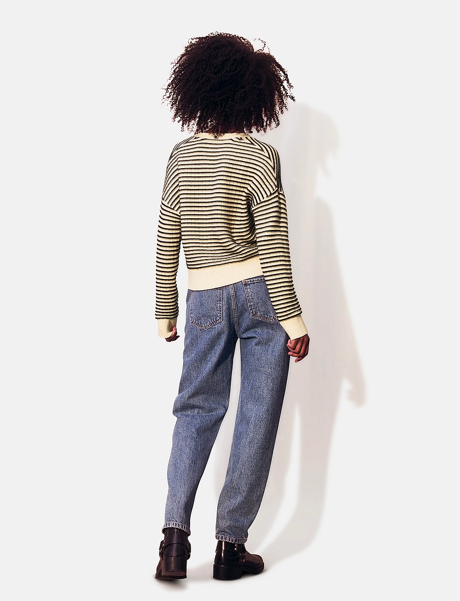 Lexington Clothing - Selma Cotton/Cashmere Blend Cardigan - brown/white stripe - 2