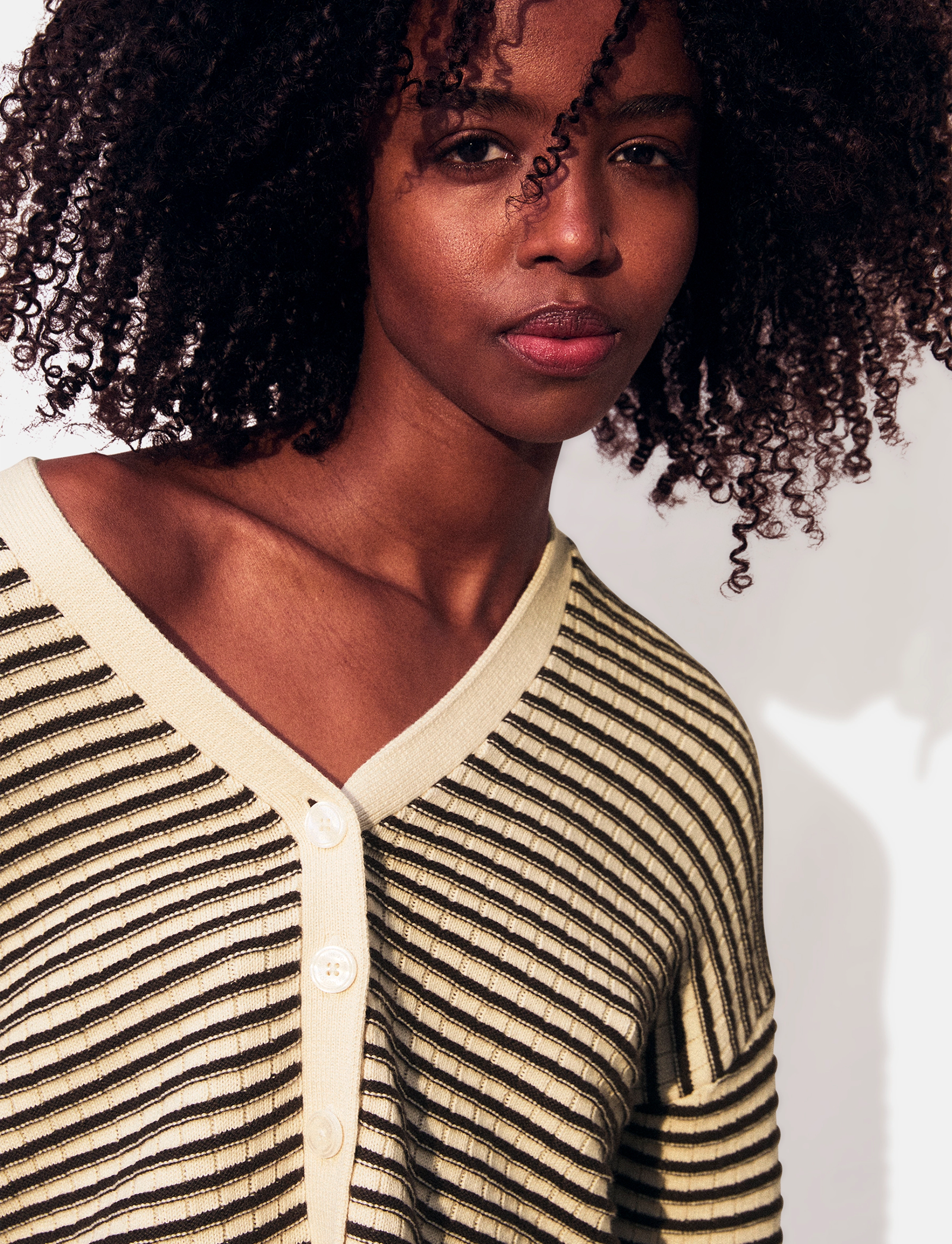 Lexington Clothing - Selma Cotton/Cashmere Blend Cardigan - brown/white stripe - 3