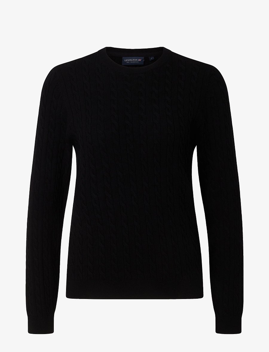Lexington Clothing - Lydia Merino Wool Blend Cable Knitted Sweater - black - 1