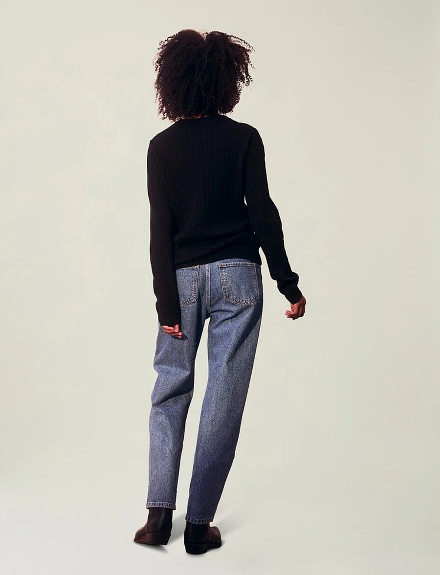 Lexington Clothing - Lydia Merino Wool Blend Cable Knitted Sweater - black - 2