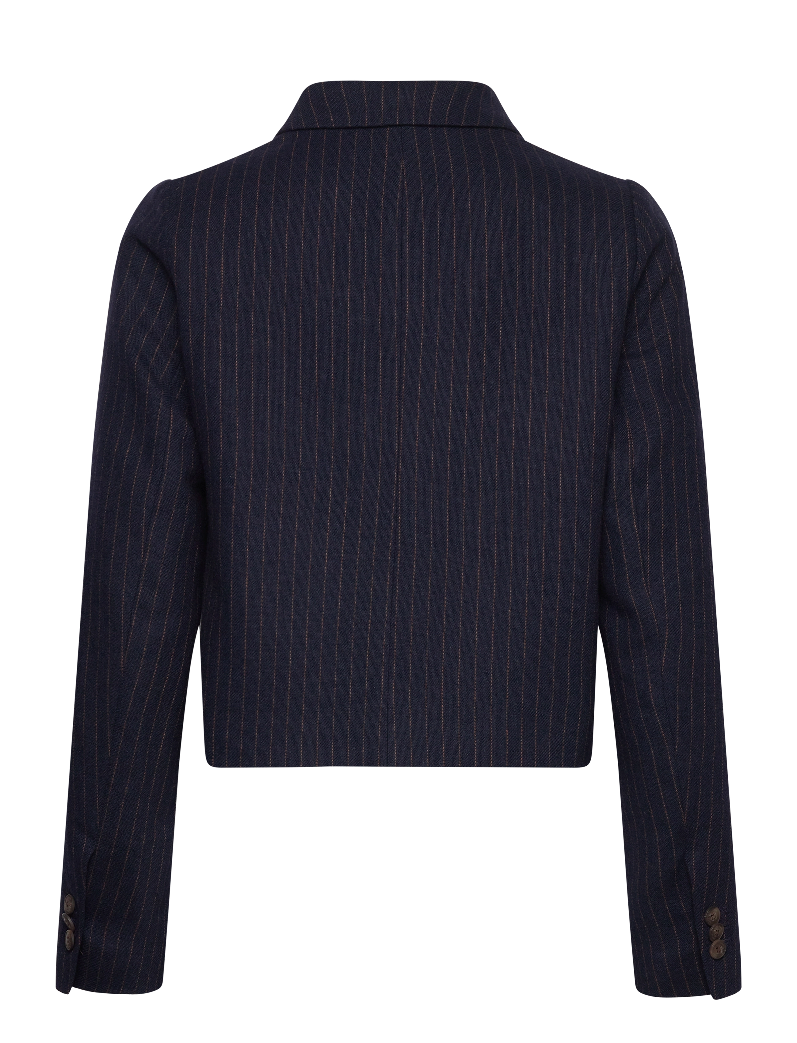 Lexington Clothing - Paula Pinstripe Wool Blend Cropped Blazer - cropped-blazer - dark blue/brown stripe - 1