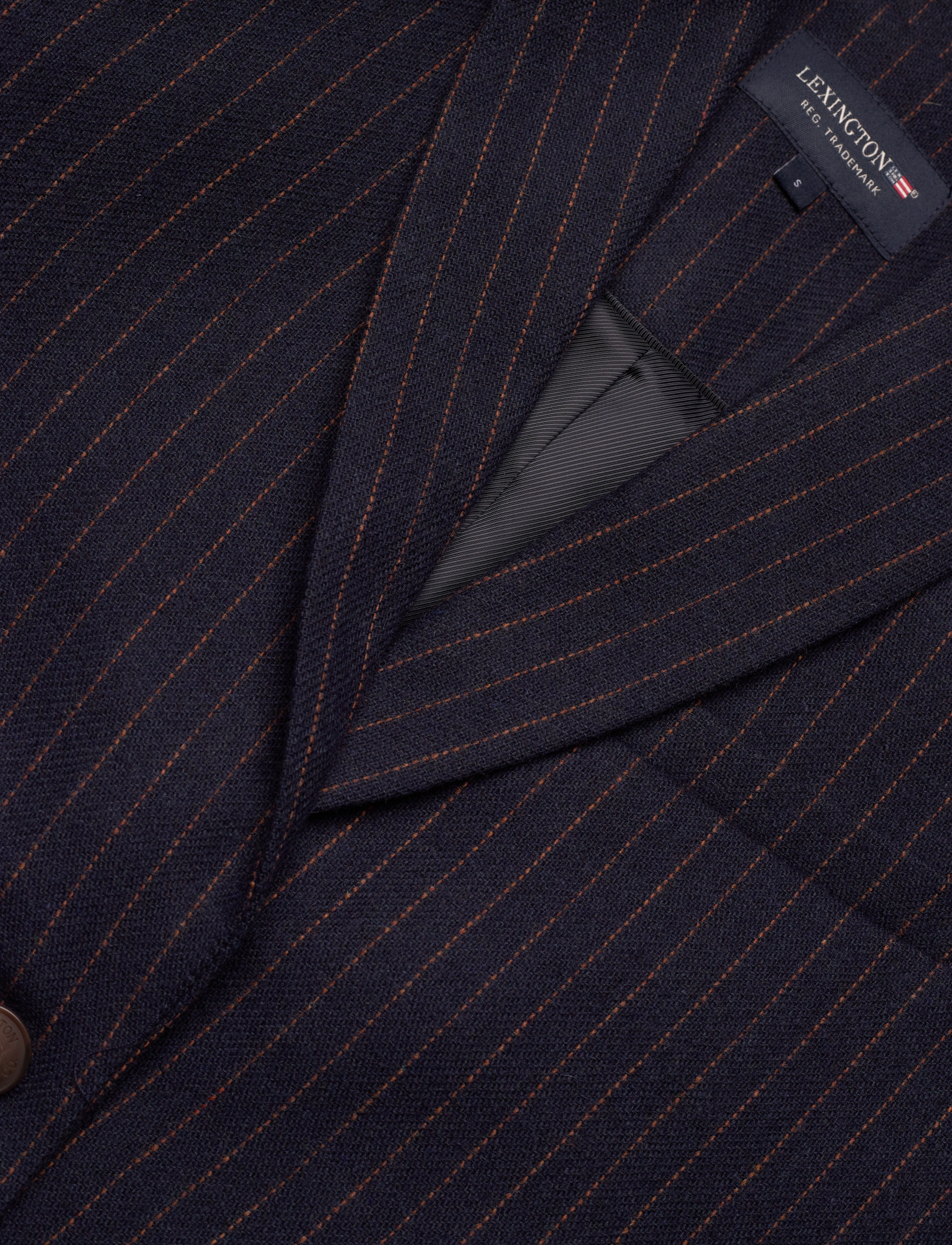 Lexington Clothing - Paula Pinstripe Wool Blend Cropped Blazer - cropped-blazer - dark blue/brown stripe - 2