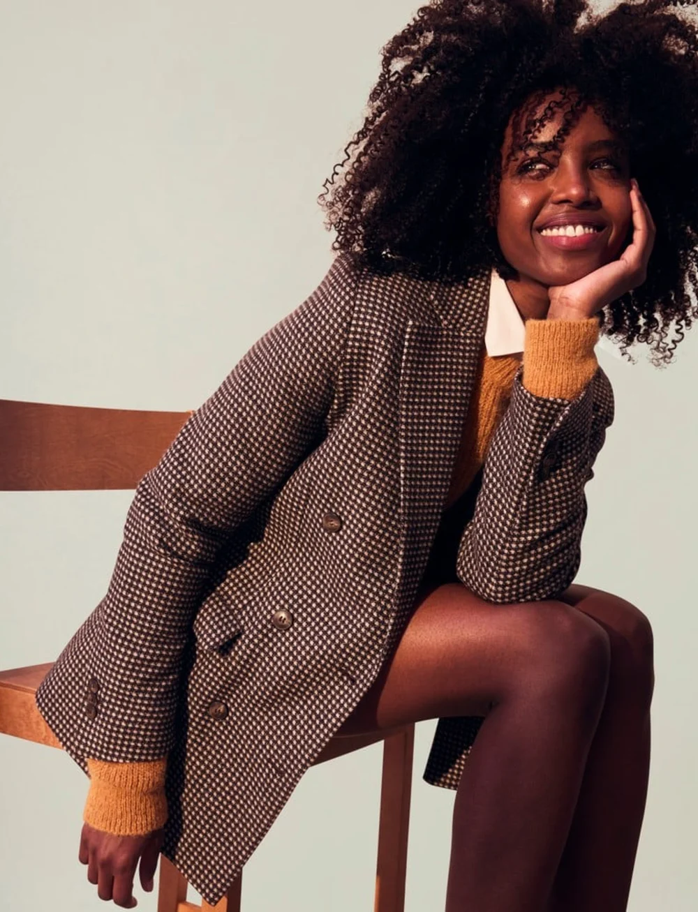 Lexington Clothing - Remi Wool Blend Double Breasted Blazer - dubbelknäppta kavajer - brown check - 3