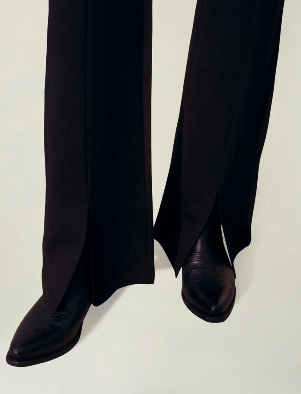 Lexington Clothing - Hazel Split Hem Jersey Pants - kostymbyxor - black - 4