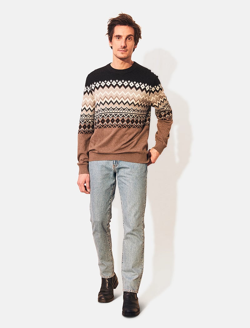 Lexington Clothing - Bret Fair Isle Sweater - rundhalsad - brown multi stripe - 0
