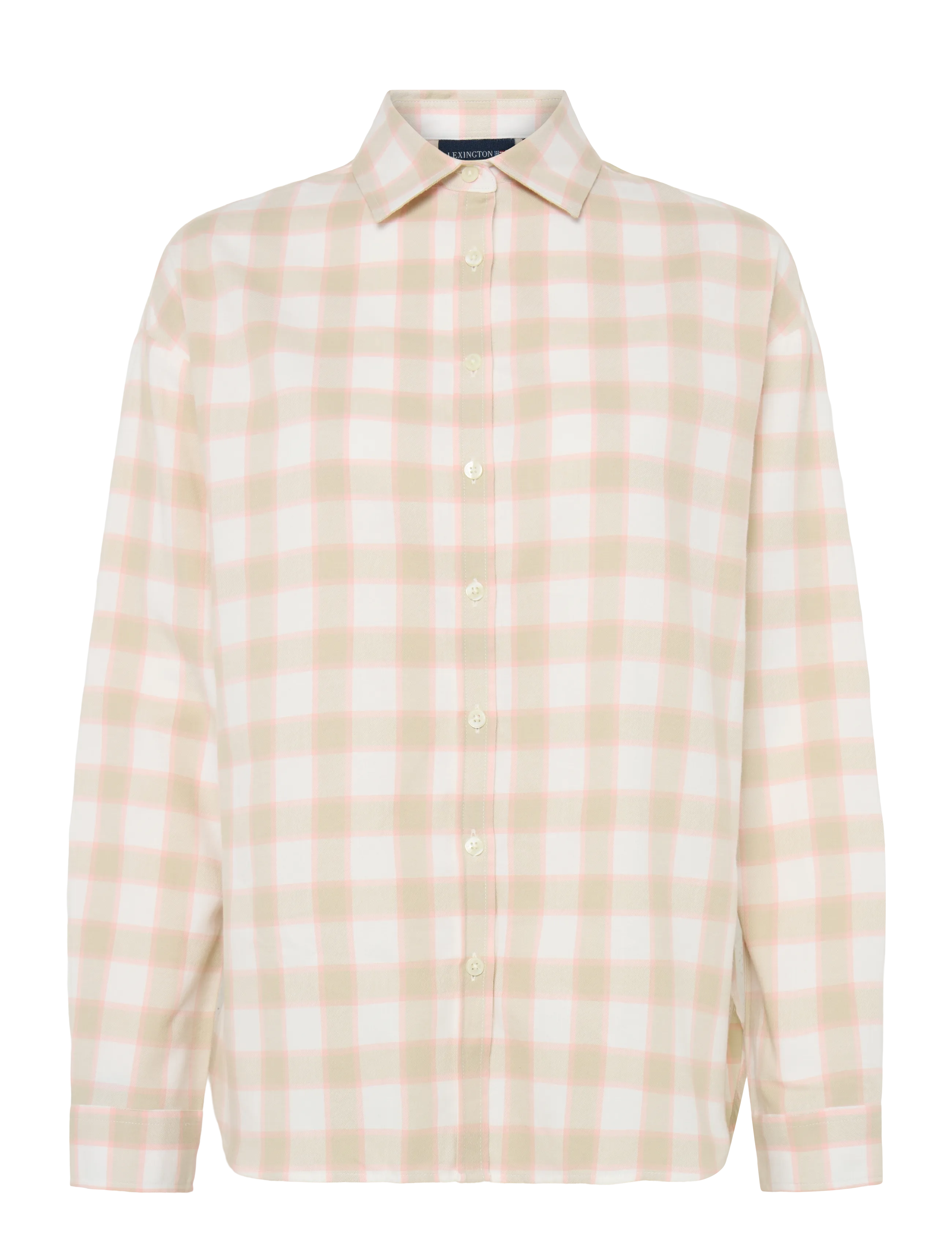 LEXINGTON CLOTHING Oversized Organic Baumwolle Check Flannel Shirt Cream - S - Damen