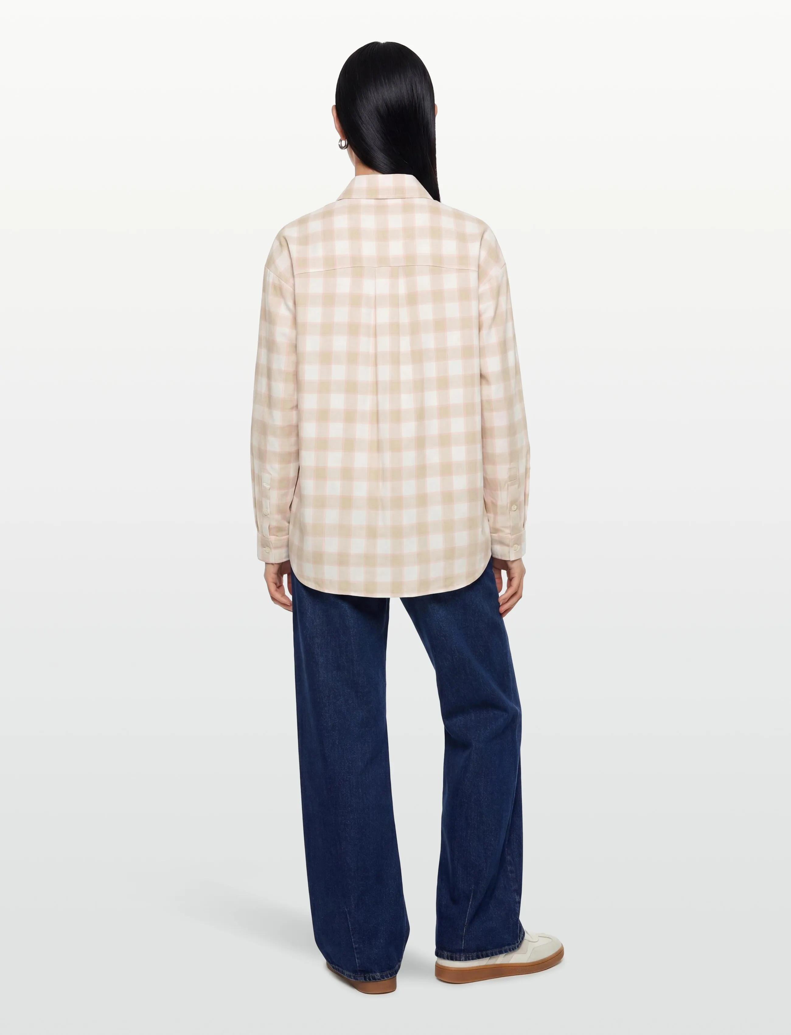 Lexington Clothing - Oversized Organic Cotton Check Flannel Shirt - langærmede skjorter - off white/pink/beige check - 4