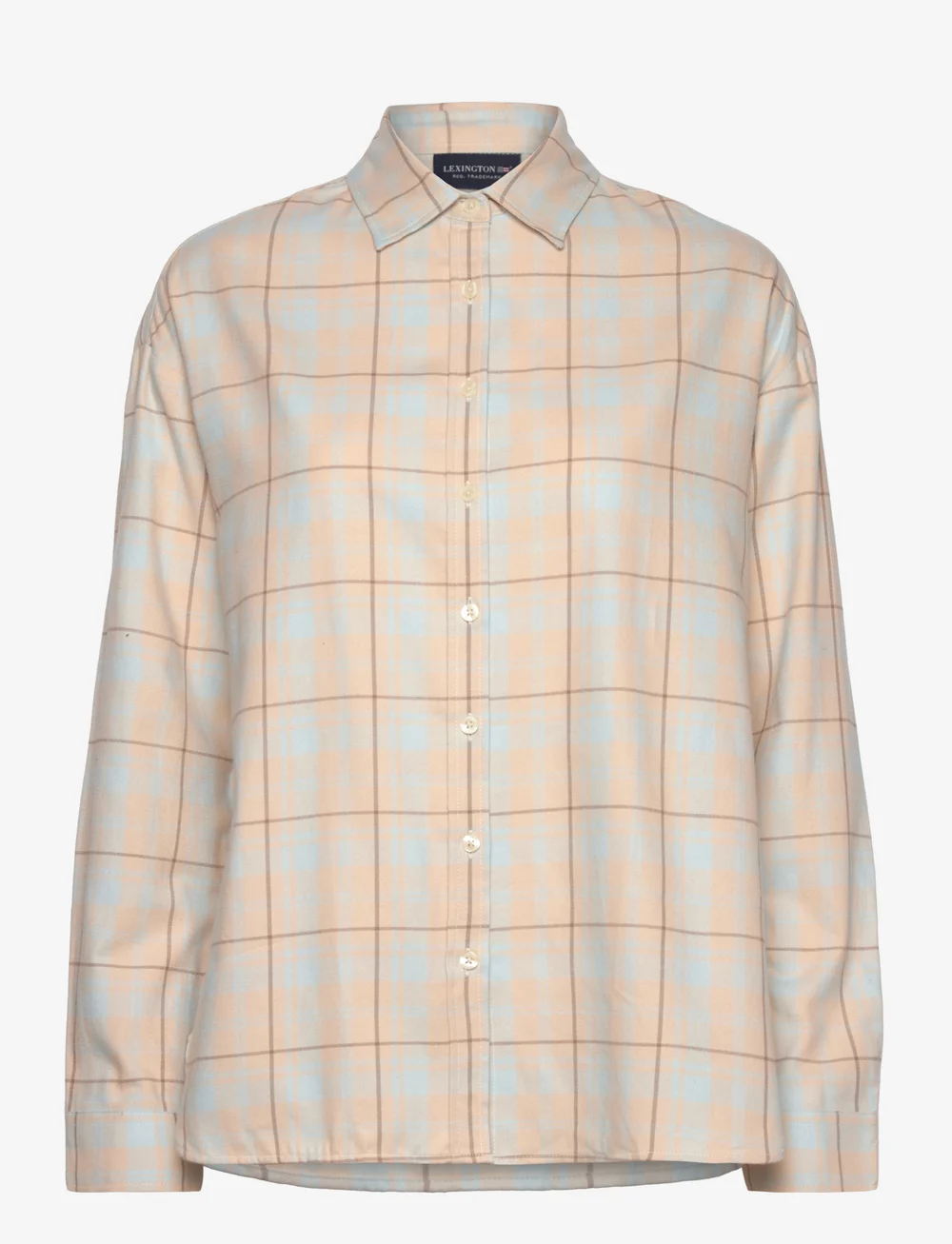 Lexington Clothing - Oversized Organic Cotton Check Flannel Shirt - long-sleeved shirts - off white/lt blue check - 1