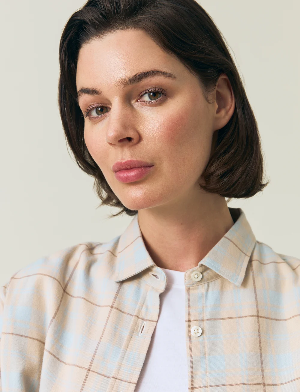 Lexington Clothing - Oversized Organic Cotton Check Flannel Shirt - long-sleeved shirts - off white/lt blue check - 4