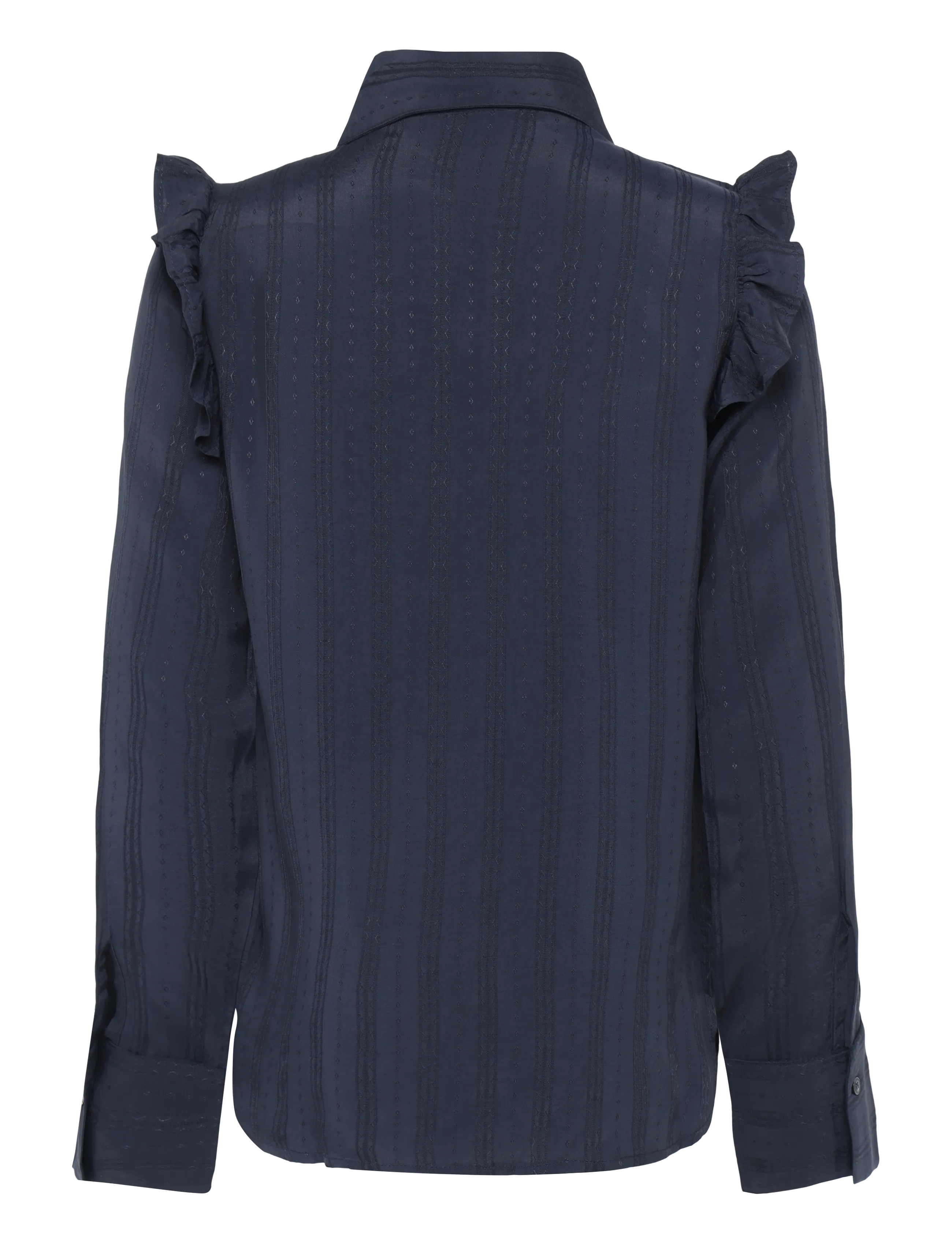 Lexington Clothing - Jacquard Weave Ruffle Blouse - langærmede bluser - dark blue - 2